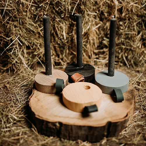 Houten kaarsen standaard